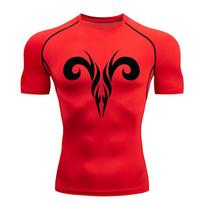 2024 Men's Short-sleeved T-shirt Quick-drying Sports Compression Shirt Bottoming Fitness Running Breathable Top Summer S red