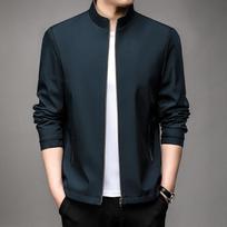 Autumn Men's Light Luxury Jacket Stand Collar Loose Long Sleeve Fashion Urban Solid Color Simple Jacket M