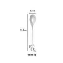 Nerūdijančio plieno lapų dizaino kavos ir deserto šaukštų ir šakučių rinkinys Leaf Spoon sidabras