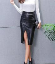 Decent Cocktail Angel Mini Designer Lambskin Leather HOT Casual Skirt For Women S juoda