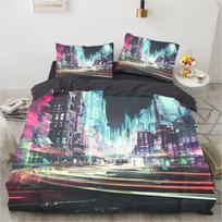 Miesto vaizdo patalynės komplektas Skaitmeninės spaudos antklodės užvalkalo rinkinys Itin smulkaus pluošto pagalvės užvalkalas Naujas didmeninis lovatiesė EU Twin135x200cm