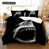 Deep Sea Shark Duvet Cover Set Black Shark Bedding Sets Underwater World Ocean Life Comforter Cover Set For Boys Men Queen Size 70x133cm 2pcs