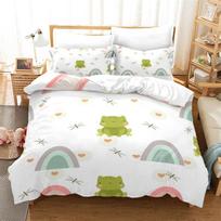 Cartoon Frog Duvet Cover Reptile Animal Theme Microfiber Quilt Cover for Children Boys Girl Teens for Bedroom Decorations Queen 70x133cm 2pcs