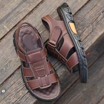 Vasarinės basutės vyrams Ruda Lengvos Lauko Paplūdimio Laisvalaikio Avalynė Natūrali Oda Romėniška Walking Footwear Minkštos Šlepetės Sandalias 46 juoda