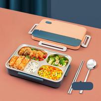 MeyJig Lunch Box Stainless Steel Proof-leak Bento Box Portable 4 Grids Food Container 930ml rožinė
