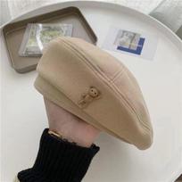 New Bear Japanese Retro Cartoon Brown Woolen Beret Female Hat Temperament Painter Hat Male smėlis