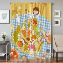 Window Kitchen Curtains for Living Room 2 Pieces Blackout Curtains Door Curtain Bears and Girls Partition Bedroom Decoration W50xH70cmx2pcs-CL