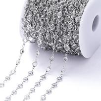 Spalvingos Blizgančios Krištolinės Karoliukų Grandinėlės DIY Papuošalų Gamybos Vėrinio Grandinėlė Krištoliniai Karoliukai Cirkonis 1 Metras Vėrinio Gamybos Priedai