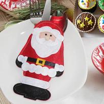 New Christmas Knife and Fork Set Felt Cloth Santa Claus Tableware Set Home Decoration raudona