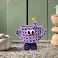 Cotton Rope Basket Desktop Sundries Storage Bin Unique Shelf for Baby Dog Toys Bedroom Purple
