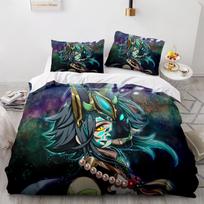 3D Print Anime Genshin Impact Xiao SUCROSE Qiqi Duvet Cover Cartoon Bedding Sets Bed Set Quilt Comforter Covers Home Textiles EU Twin 135x200cm gray