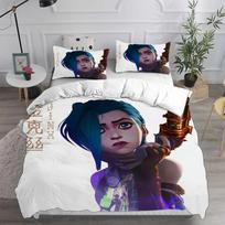 3D Print Game Girs Jinx Arcane Bedding Set Pillowcase Duvet Cover Double Twin Full Queen King Adult Kids Bedclothes Quilt Cover EU Twin 135x200cm