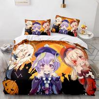 Anime Genshin Impact Xiao SUCROSE Qiqi Duvet Cover Cartoon Bedding Sets Bed Set Quilt Comforter Covers Home Textiles 70x133cm 2pcs brown