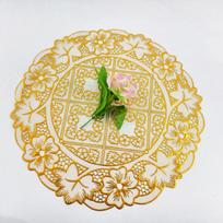 European Style Insulation Placemats - Wash-Free, Multiple Sizes & Designs for Hotels and Homes Begonia, Diameter 38cm auksinė