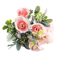 1 Bouquet Artificial Lifelike Rose Flowers Silk flores Wedding Flower DIY Home Garden Party Rose Bouquet Decoration rožinė