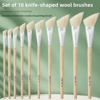 10 Pcs Set Knife Shaped Wool Pen Artwork Painted Crafts Brush Paint Industrial Oil Brush Touch Up Brush Art tools