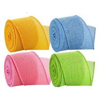 4 Rolls Colored Ribbon 5m Burlap Wired Ribbons Color-Fast Craft Ribbon Accessories for Easter gray