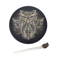 Rankų darbo alcheminis mėnulio būgnas, veganiškas garso gydymo įrankis meditacijai dvasinės muzikos darbalaukio ornamentas