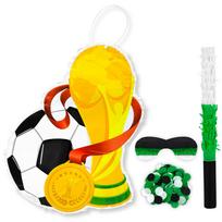 Futbolo kamuolio pinjata, 4 vnt. futbolo pinjatų rinkinys - 15,1'' futbolo tema pinjata, futbolo vakarėlio pinjatos lazda ir kt. sporto pinjatos reikmenys žalia