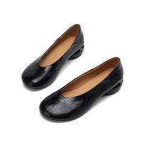 Krazing Pot Sheepskin Fashion Summer Spring Autumn Med Heels slip on Women  European Design round Toe Pumps 35 juoda