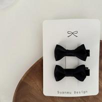 2pcs/set Kids Korean Fashion Princess Bow Hair Clip Simplicity White Black Color Barrettes for Children Cute BB's Clip Headwear gray