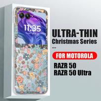 2 vnt. sulankstomas spalvingas gėlių rašto telefono dėklas Motorola Razr 50 40 Ultra, atsparus smūgiams, skaidrus kietas PC plonas dangtelis Motorola Razr 50 Ultra