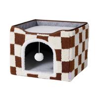 Indoor Cat Beds House - Large Cat Cave For Pet With Ball Hanging, Foldable Cat, 16.5x16.5x13 Inches, Cozy Clouds Blue One Size ruda
