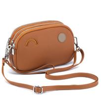 Genuine Leather Three-zip Clutch Bag Cute Single Shoulder Crossbody Bag Simple Premium Women's Bag Mobile Phone Bag Large Capacity aukso rudos spalvos