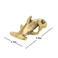Brass Shark Figurines Miniatures Home Decoration Desktop Ornaments Copper Animal Statue Craft Decor Accessories Retro Pendant