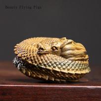 7x7x4.5cm high-end creative natural green sandalwood carving zodiac dragon text playing hand pieces desktop crafts Animal