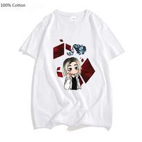 Alice In Borderland  Emblem Oversized Tshirt Men T Shirts Fashion Japanese Anime T-shirt Four Seasons 100% Cotton Short Sleeve Tees XS balta
