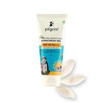 Pilgrim 1% Hialurono rūgšties apsauginis nuo saulės gelis | Apsauginis nuo saulės SPF 50 +++ vyrams ir moterims, Neriebus, Nepalieka baltų žymių | Visiems odos tipams | 50 g white