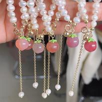 Trendy Peach Charm Natural Freshwater Pearl Ladies Bracelet Ins Style Sweet Fresh  Hand Jewelry Accessories 1PC