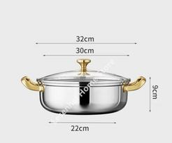 30 cm Nerūdijančio plieno sriubos puodas Wok nelipnus korėtas su dangčiu Namų ūkio puodas Keptuvė Indukcinė viryklė Dujinė viryklė Universalus