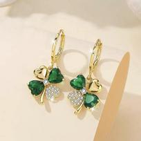 Unique Four-Leaf Clover Earrings Summer Light Luxury Senior Sense Of Temperament New Tide Earrings Buckle Ladies Earrings žalia