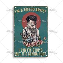Artisian Tattoo Metal Poster Job Tin Plate Hobby Decorative Sign Wall Decor Garage Bar Pub Club Hotel Cafe Kitchen Home Man Cave 7.8x11.8inch