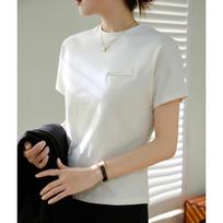 Bat Rag-sleeved T-shirt for Women's Pure Cotton Summer New Loose Slim Top Base Shirt S balta