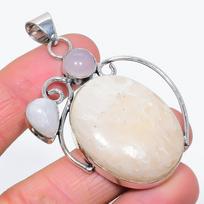 Natūralus Oranžinis Aventurinas, Chalcedonas 925 Praba Sterlingas Sidabro Pakabukas 2.52  c7Z30 gray
