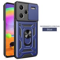Slide Lens Camera Protection Funda for Redmi Note 13 Pro Plus Case for Xiaomi Redmi Note 13 Plus 5G Armor Case Ring Holder Cover RM Note13 ProPlus mėlyna