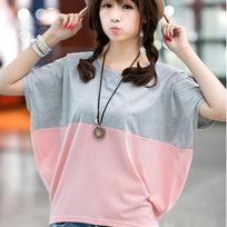 Top Summer Korean Plus Size Women's Loose Batman Student Women's Short Sleeve T-Shirt M gray
