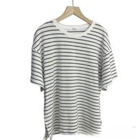 Women's Summer Casual Striped Baggy All In One Split Long Sleeved Top S juoda