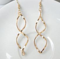 ES3294 Fashion Double Loop Drop Earrings For Women Long Wave Dangle Earrings High Quality Statement Wedding Jewelry Wholesale