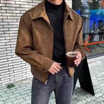 Men's Hong Kong Style Suede Jacket: Vintage American Pilot Design for Spring & Fall 2024 M ruda