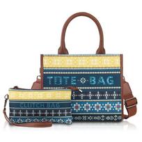 Ethnic Literature Printing Mother And Child Bag Large Capacity Tote Bag Storage Travel Single Shoulder Crossbody Bag mėlyna