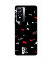 Coque Pour Vivo Y76 5G NIKE JORDAN BLANC ROUGE fond noir Maniacase juoda
