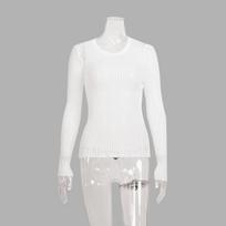 Women's Skeleton Knit Spring Autumn Sexy Slim Round Neck Long Sleeve Thin Pit Stripe Knit Sweater L rožinė raudona spalva