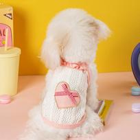 Summer Cute Love Bow Two-legged Dog Sling Small and Medium Dog Teddy Cat Than Bear Pet Dog Clothes XS white
