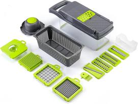 LMETJMA 13 in 1 Vegetable Chopper Multifunctional Food Chopper Onion Chopper Vegetable Slicer Cutter Dicer Veggie chopper JT-012 žalia