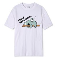 I Need More Sleep Lazy Koala Funny Printing Male T Shirt Comfortable T-Shirts Summer Cotton Clothing Loose Clothes Man S