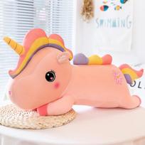 Cute Unicorn Plush Toy Rag Doll Sleeping on The Bed with Long Pillows Birthday Gift for Girls 60cm